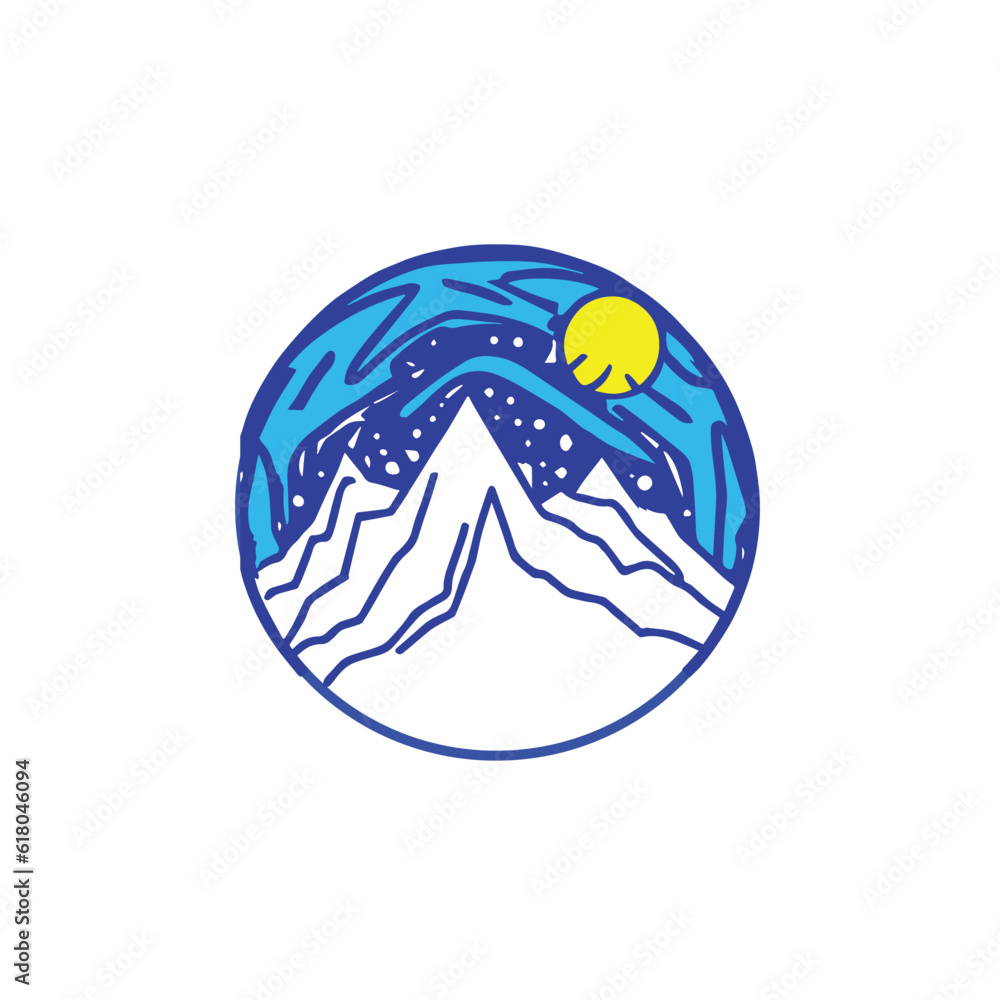 Obraz premium Mountain Logo illustration outdoor adventure . Vector graphic for t shirt and other uses.