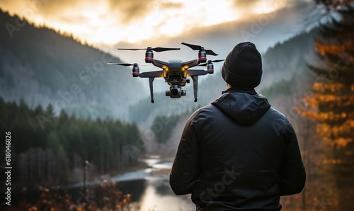 Man flying drone
