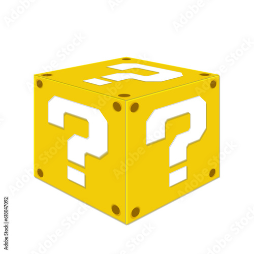 3D Golden Question Block Cute Cartoon Cube