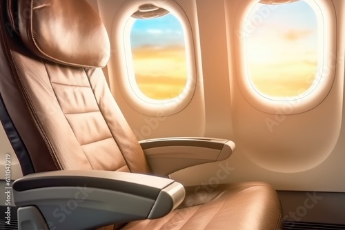 Airplane first class interior view, AI generated © dark_blade