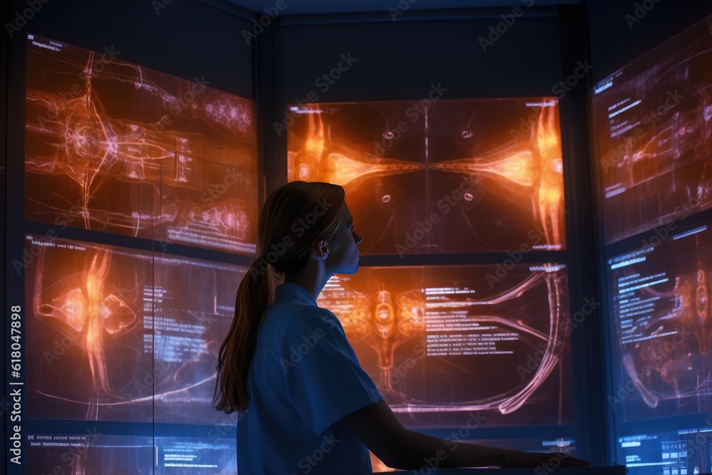 Medical advanced technology analyze and monitor the human body. Generative AI Medical advanced technology analyze and monitor the human body. Generative AI