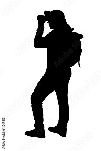 photographer traveler, silhouette of a man, vector