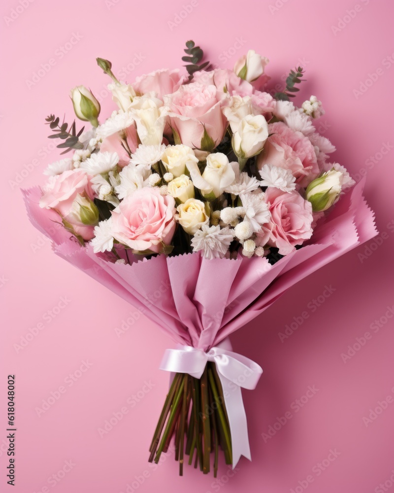 beautiful roses bouquet with pink ribbon beautiful roses bouquet with pink ribbon