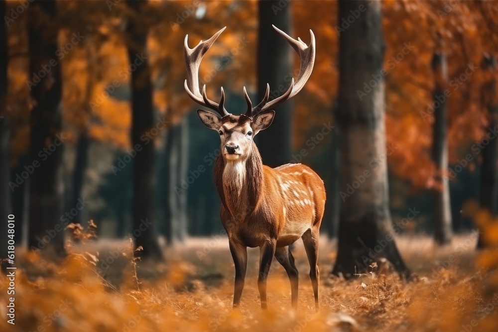 Fototapeta premium Red deer in the nature habitat