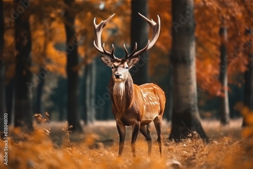 Red deer in the nature habitat
