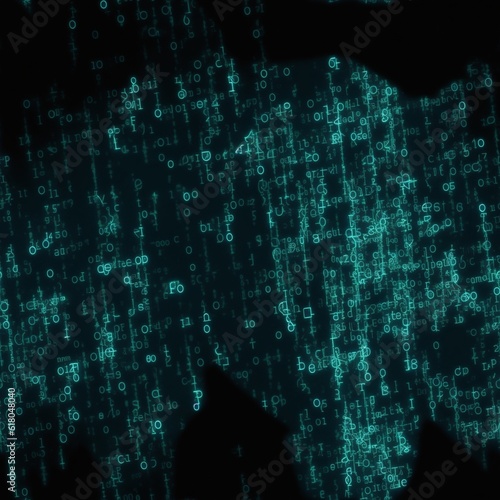 Hack code,the concept of computer security. The hacker enters the computer, breaks binary data