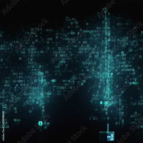 Hack code,the concept of computer security. The hacker enters the computer, breaks binary data