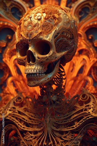 Skeleton with decorative golden patterns