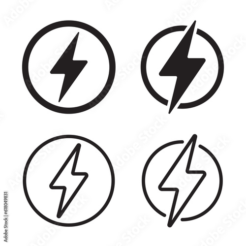 Electricity power symbol or icon vector design template, high voltage electric shock danger sign illustration.