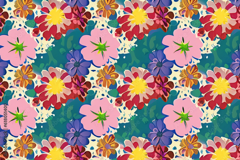 pattern flowers background with Generative AI Techonology. pattern flowers background with Generative AI Techonology.