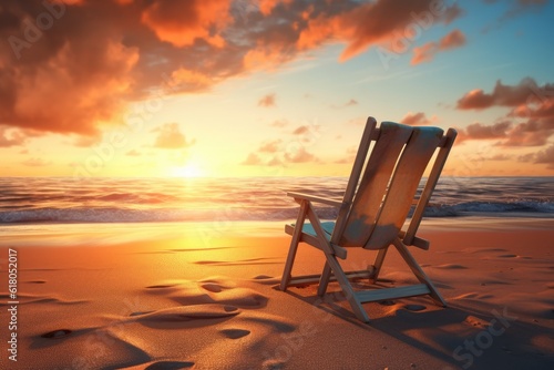 beach chairs on sunset