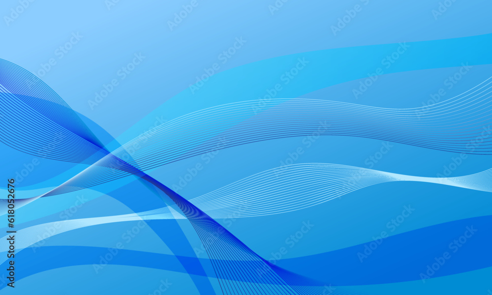 Obraz premium blue color with business lines curve wave on soft gradient modern abstract background