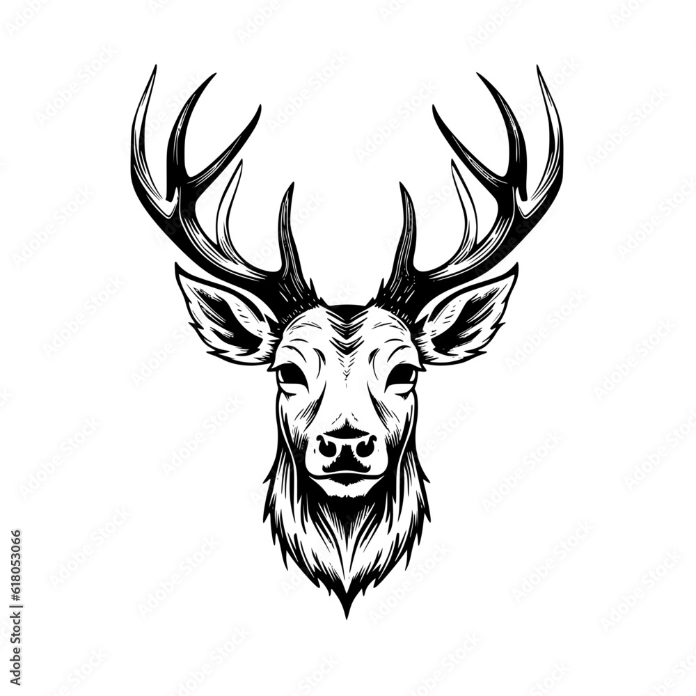 Naklejka premium deer head vector