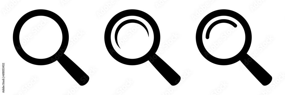 Magnifying glass icon, magnifier or loupe sign. Magnifying glass icon, magnifier or loupe sign.