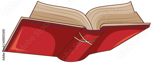 Isolated red open book cartoon
