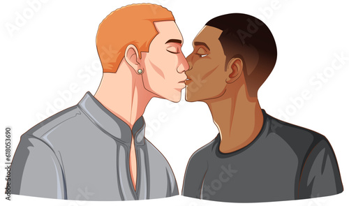 LGBTQ gay couple kissing each other