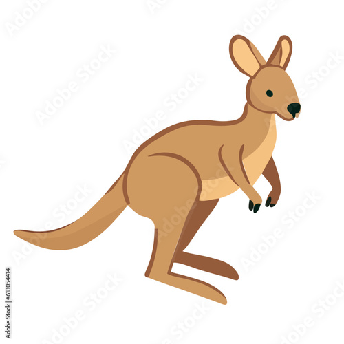 Kangaroo in flat style on white background 