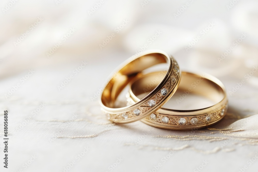 Wedding rings on wedding card on a white background Wedding rings on wedding card on a white background
