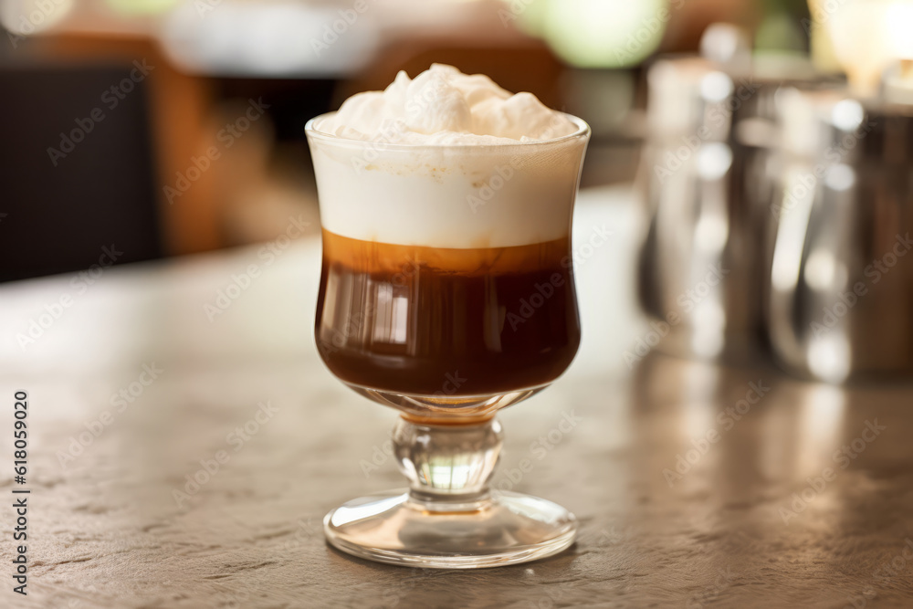 Close-up Irish coffee, Coffee. AI Generated. Close-up Irish coffee, Coffee. AI Generated.