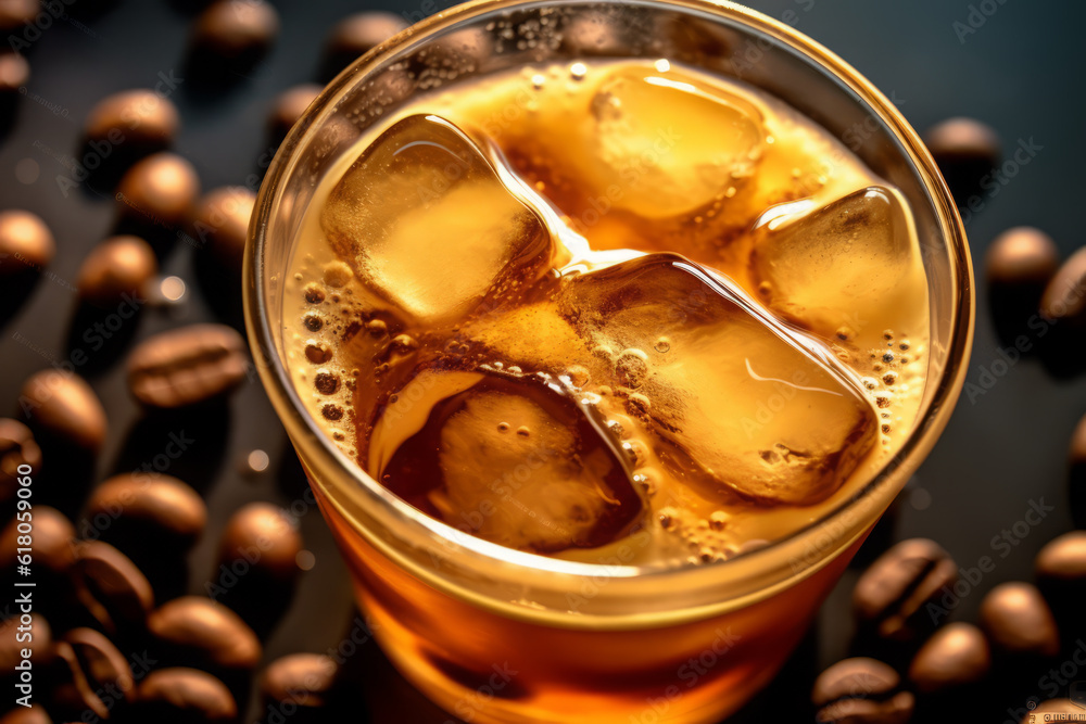 Close-up Iced espresso, Coffee. AI Generated. Close-up Iced espresso, Coffee. AI Generated.