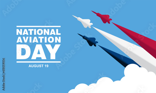 National Aviation Day August 19 Background Vector Illustration