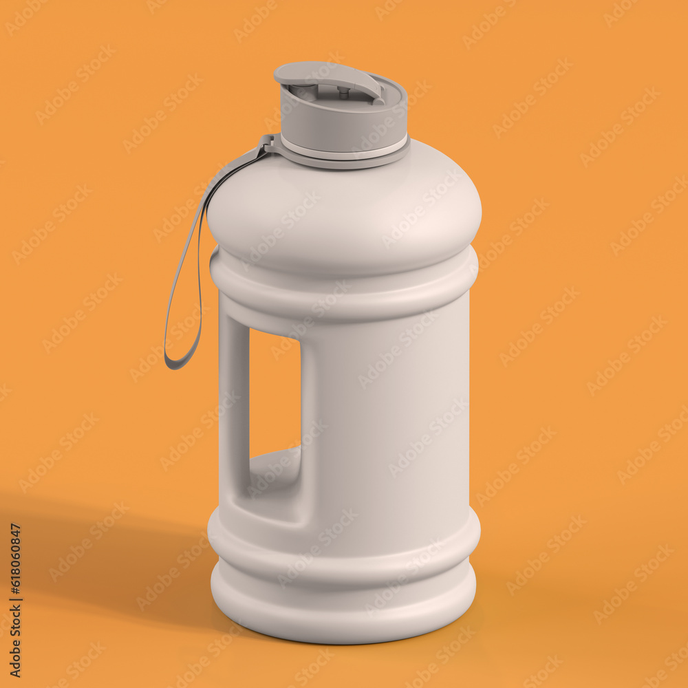 Monochrome Bottle on Orange Background, 3d Rendering Monochrome Bottle on Orange Background, 3d Rendering