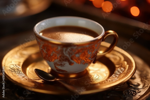 Close-up Turkish coffee  Coffee. AI Generated.