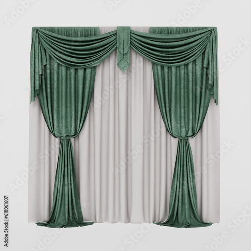 Curtain isolated on white background  3d render