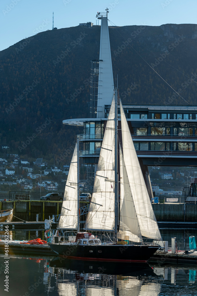 Φωτογραφία Sailing boat in the harbor of Tromso, Norway - stock photo