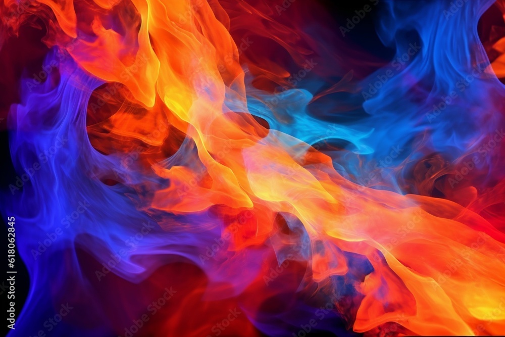 AI generated illustration of a vibrant and colorful flames