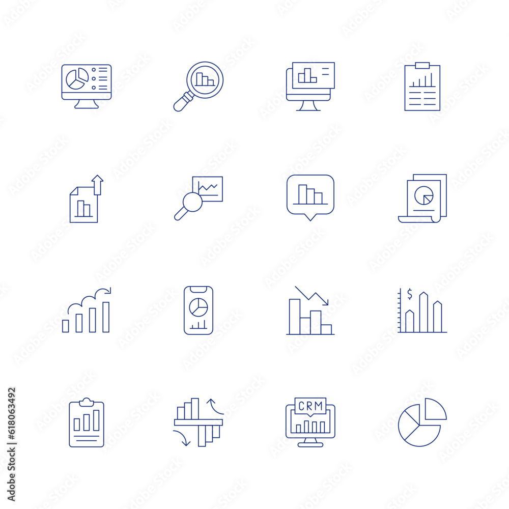 Statistics line icon set on transparent background with editable stroke ...