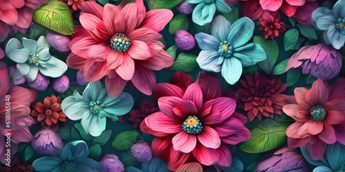 Wallpaper classic flower pattern background, AI Generated © Montalumirock