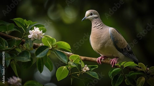 the spotted dove is a small dove and has a rather long tail photo