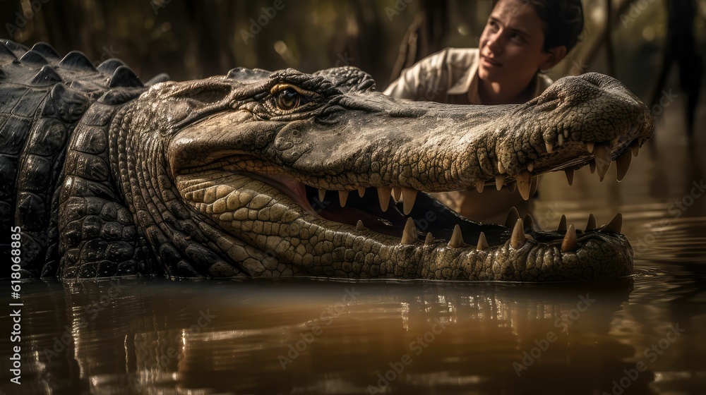 American alligator basking in a mangrove swamp - obrazy, fototapety, plakaty 