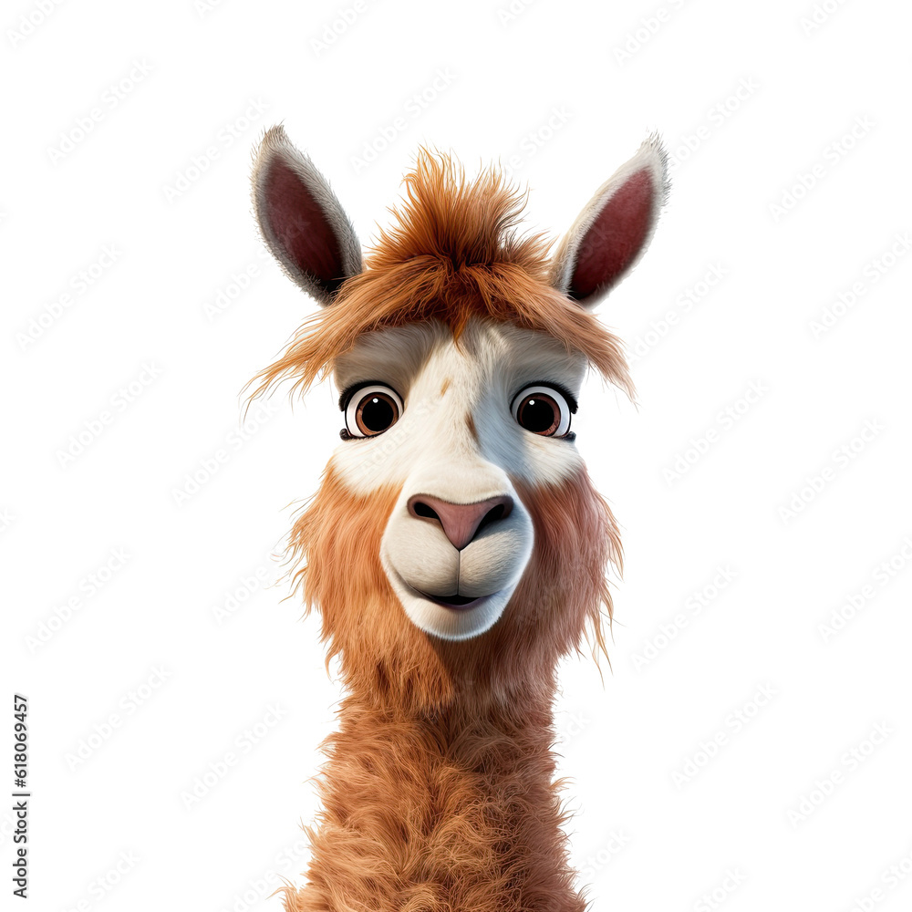 Cartoon of llama. Animal clipart illustration. Generative AI