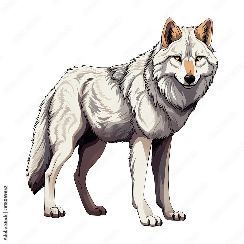 Cartoon of wolf. Animal clipart illustration. Generative AI