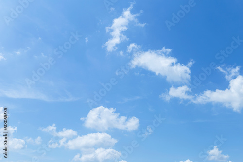 Clear blue sky with white rain cloud  weather and season background  natue concept