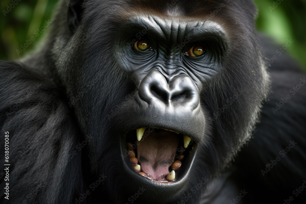 Stunning portrait of a powerfull silverback gorilla. Amazing African wildlife. Generative Ai Stunning portrait of a powerfull silverback gorilla. Amazing African wildlife. Generative Ai