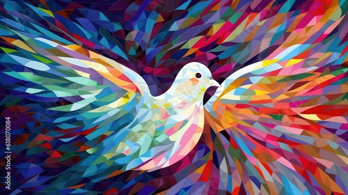 Abstract art picture of a dove. Peacefull art photo