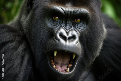 Stunning portrait of a powerfull silverback gorilla. Amazing African wildlife. Generative Ai © Shootdiem