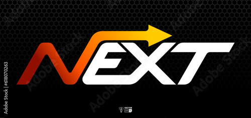 Next with forward arrow typography logo template vector