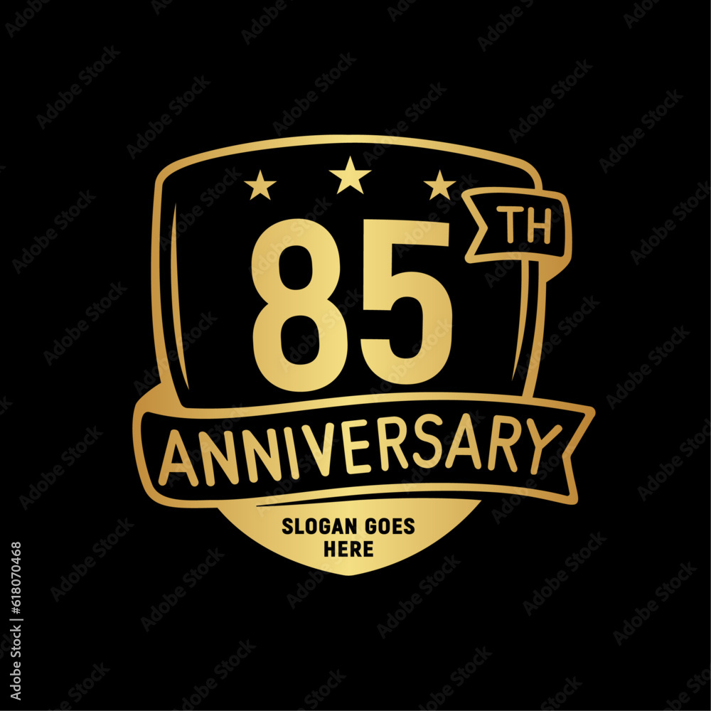 Fototapeta premium 85 years anniversary celebration shield design template. 85th anniversary logo. Vector and illustration.
