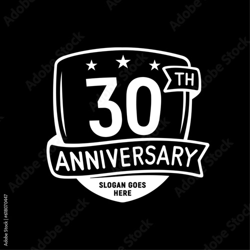 30 years anniversary celebration shield design template. 30th anniversary logo. Vector and illustration.