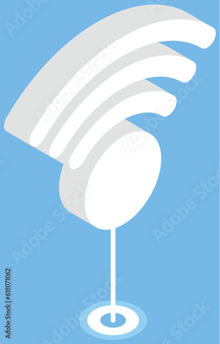 Free WiFi icon. Vector wifi sign with wave signal button logotype on blue background. wireless support and digital communication, modern network symbol, information online connect, computing element
