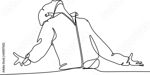 man spread his arms to the sides like bird or airplane face pointing up - one line drawing vector. concept dream, freedom, liberation, breathe deeply, triumph, victory, enlightenment