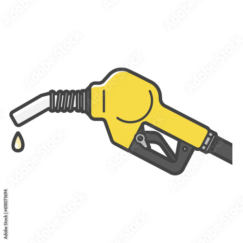 黄色、ハイオクのガソリン給油ノズル(注意・国により、油種と給油ガンの色が異なります)