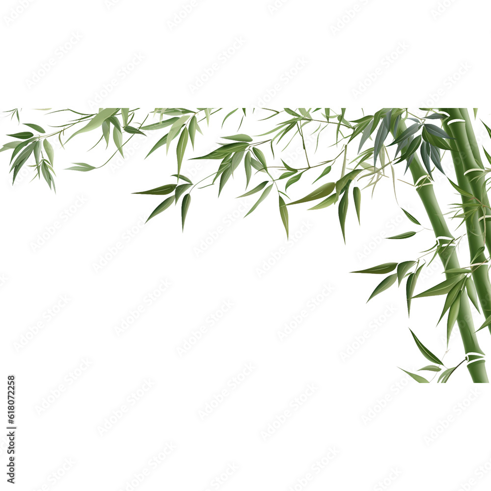 bamboo green border on transparent background AI Generated bamboo green border on transparent background AI Generated