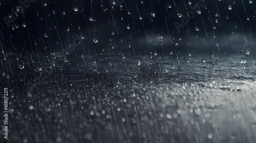 大雨、雨粒｜heavy rain, raindrops.Generative AI 