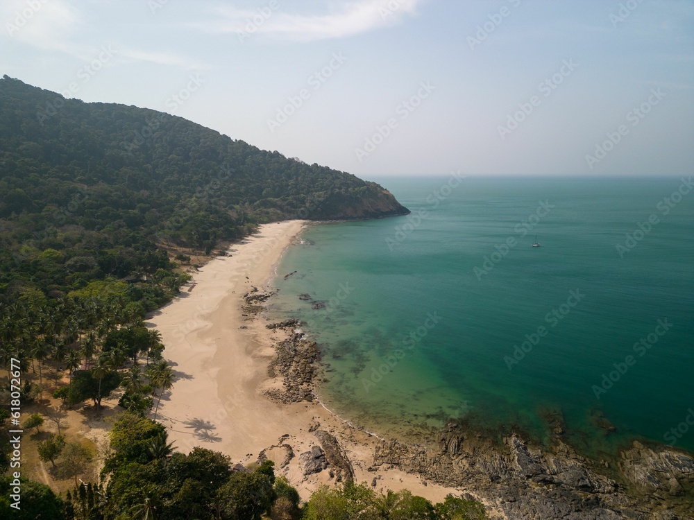 Fototapeta premium Aerial view of Andaman sea coastline on Koh Lanta in Krabi, Thailand