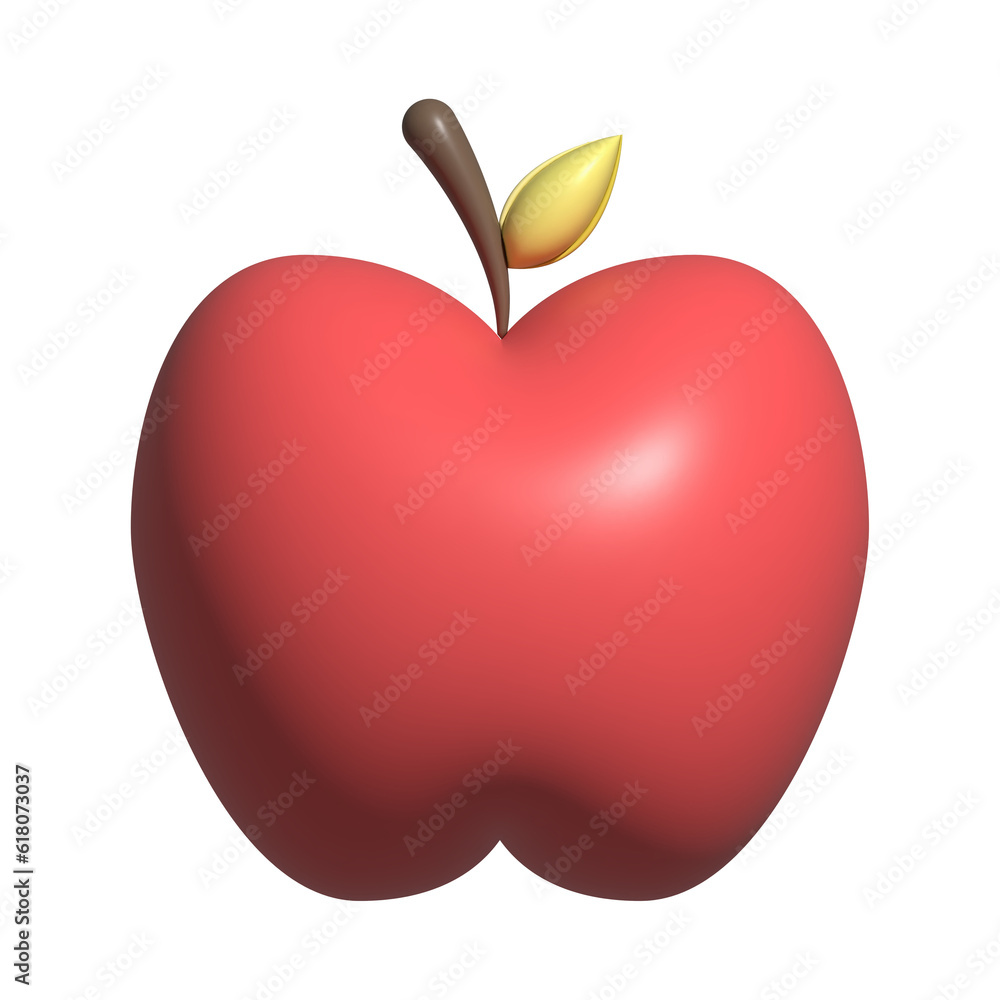 Fototapeta premium A 3D Apple Fruit asset with a greenscreen background